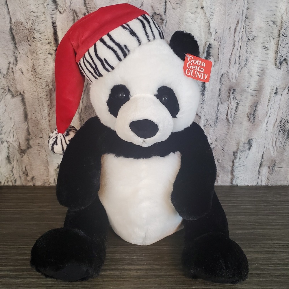 Gund Pandee Christmas Panda Bear Plush 12" Stuffed Animal 4048289 TAGS Zebra Hat